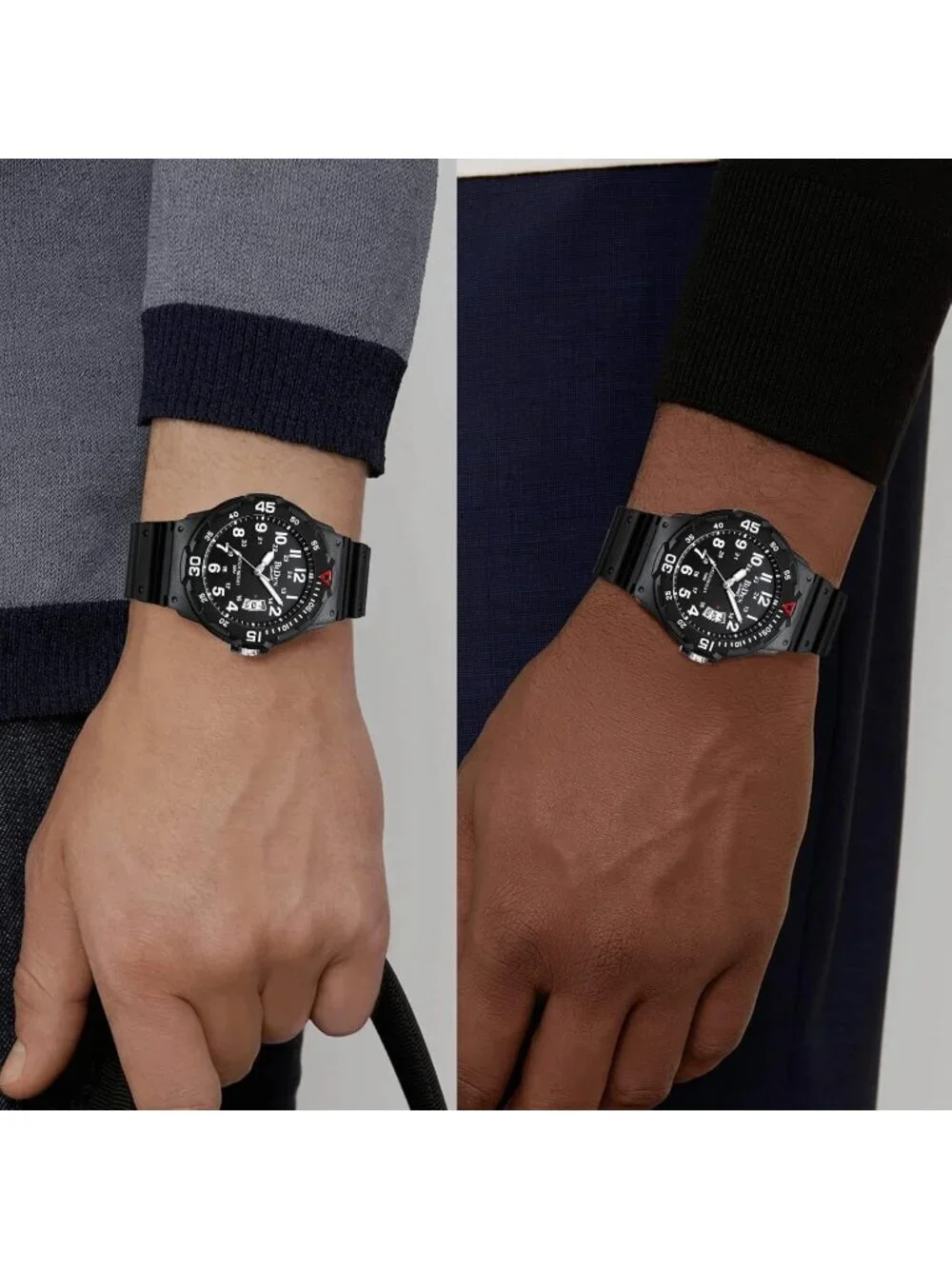 Men's Black Buckle Crosshair Analog Quartz Waterproof Luminous Wrist Round Watch